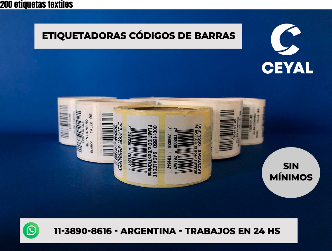 200 etiquetas textiles