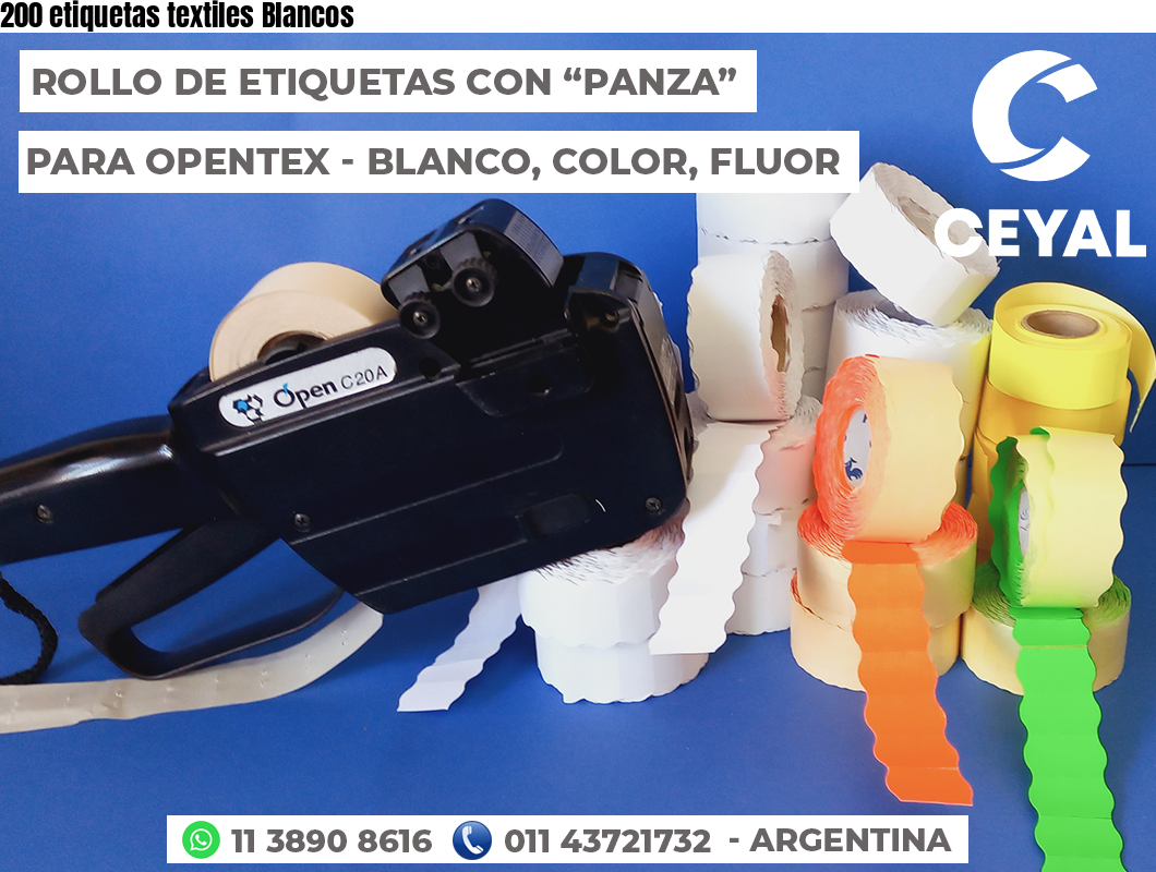 200 etiquetas textiles Blancos