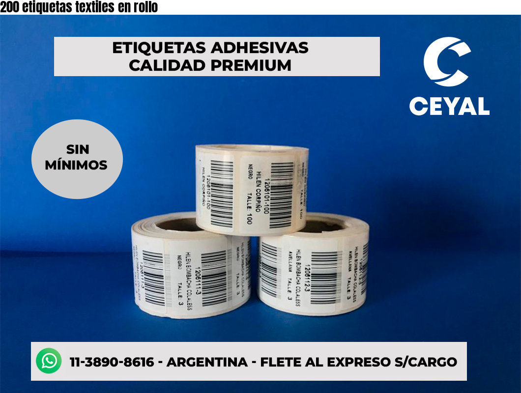 200 etiquetas textiles en rollo