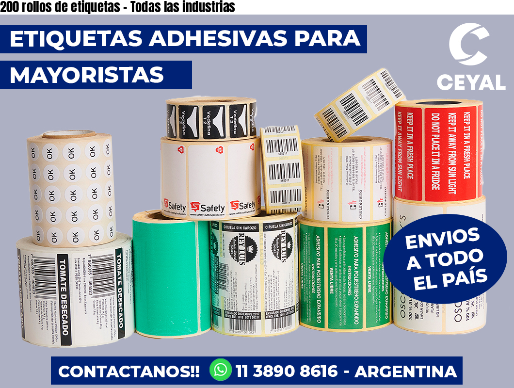 200 rollos de etiquetas – Todas las industrias