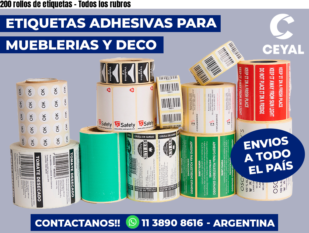 200 rollos de etiquetas – Todos los rubros