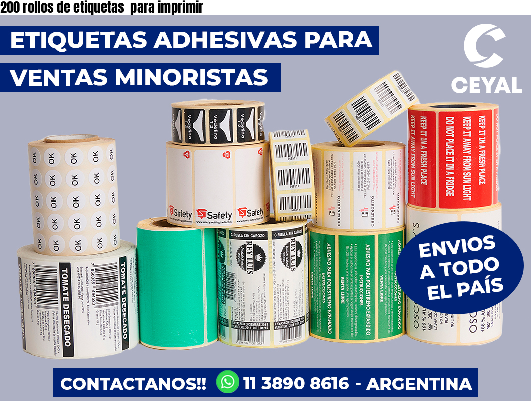 200 rollos de etiquetas  para imprimir