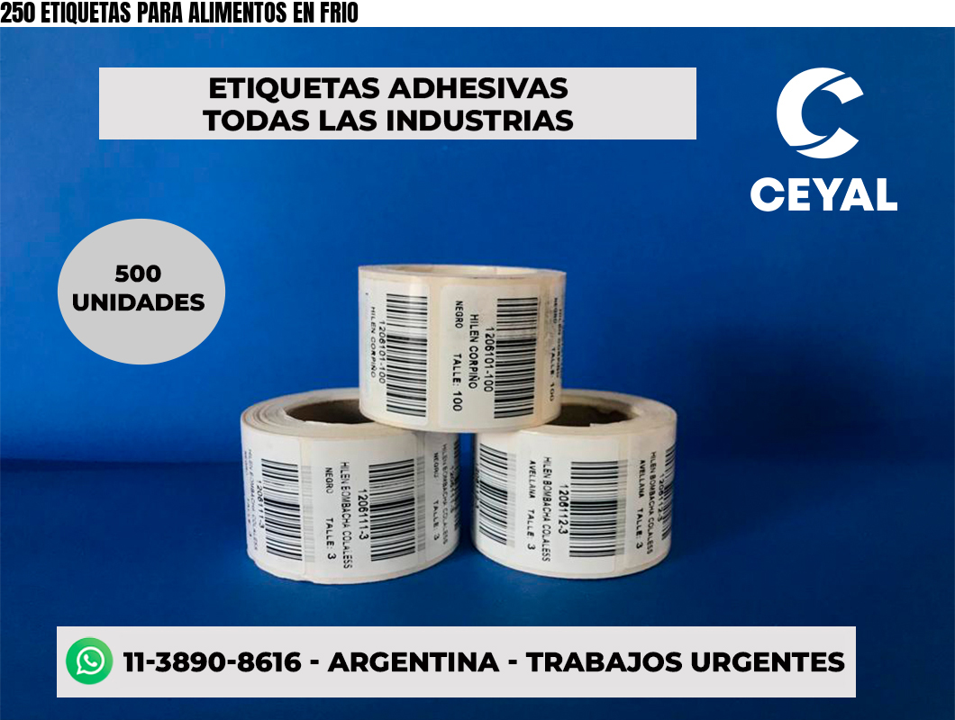 250 ETIQUETAS PARA ALIMENTOS EN FRIO