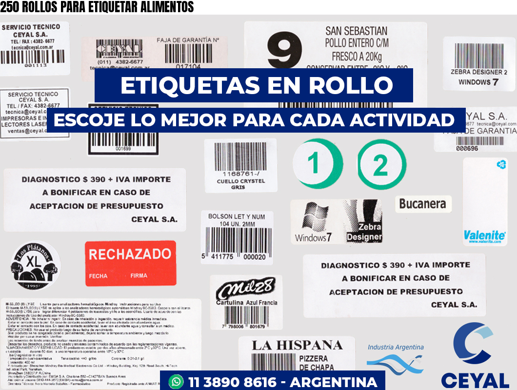 250 ROLLOS PARA ETIQUETAR ALIMENTOS