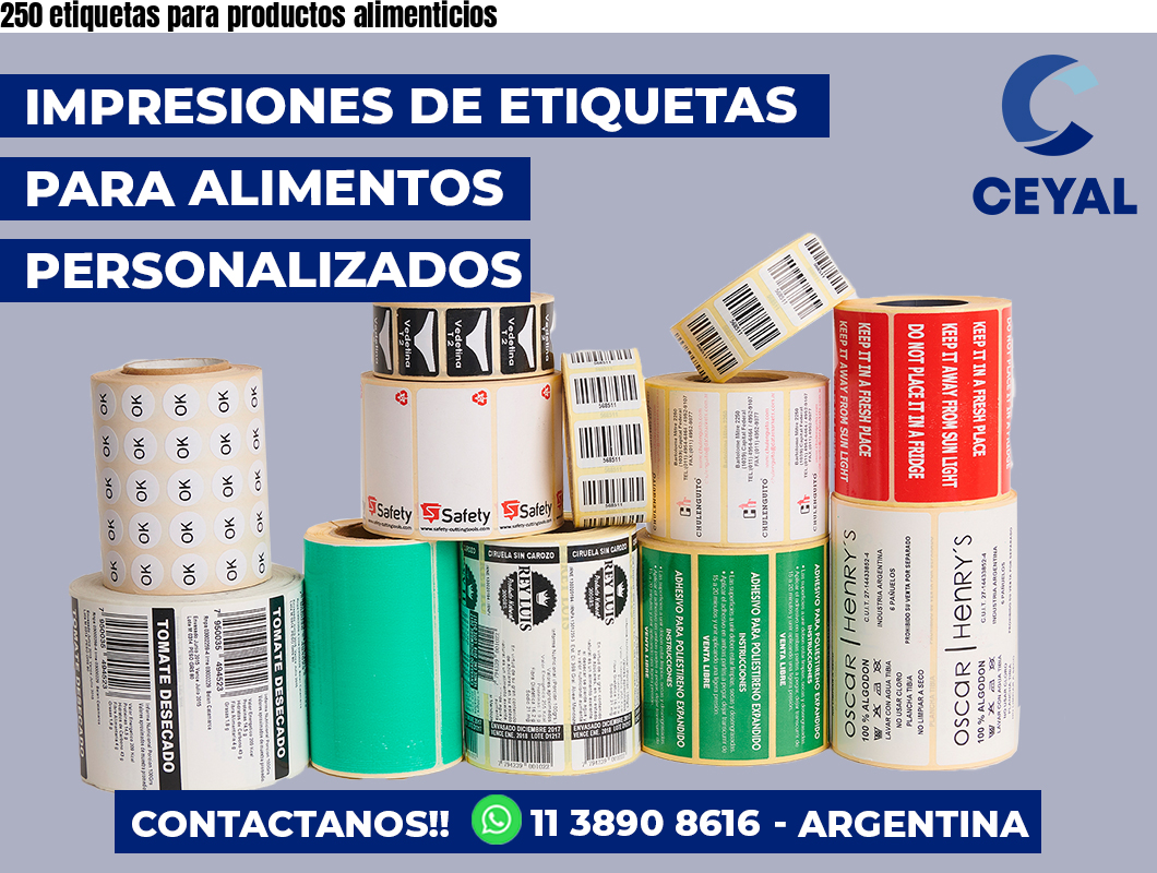 250 etiquetas para productos alimenticios