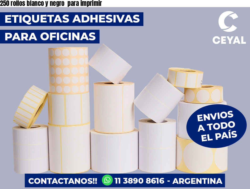 250 rollos blanco y negro  para imprimir
