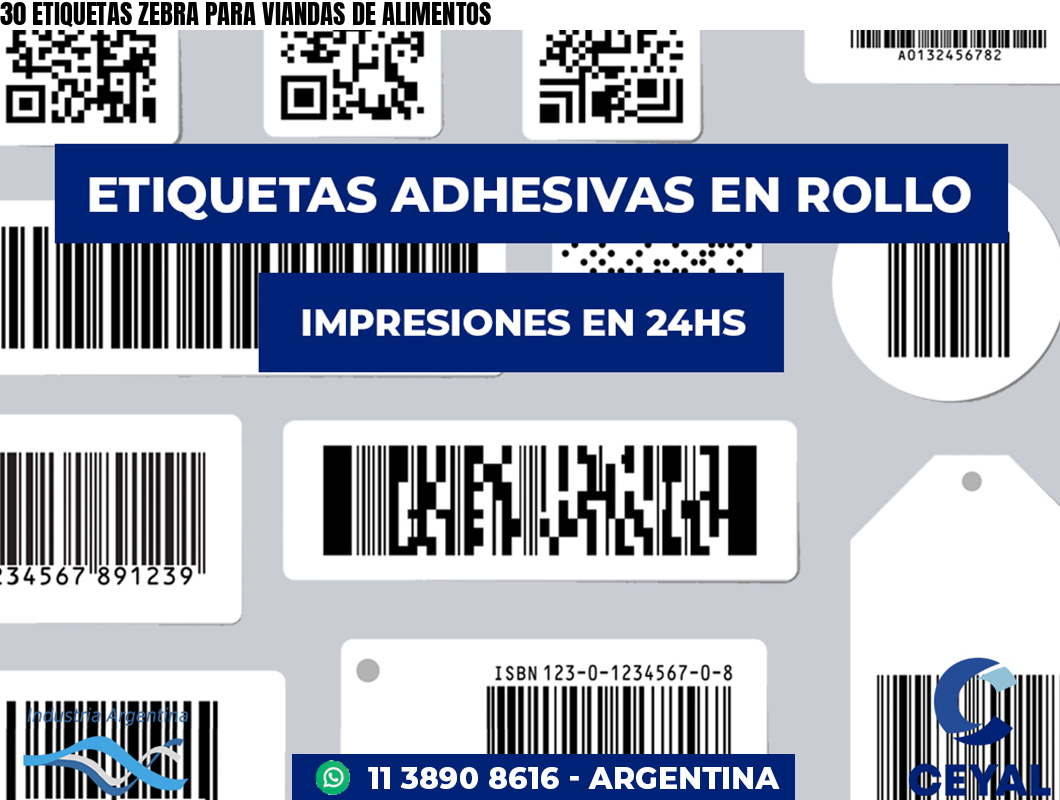 30 ETIQUETAS ZEBRA PARA VIANDAS DE ALIMENTOS