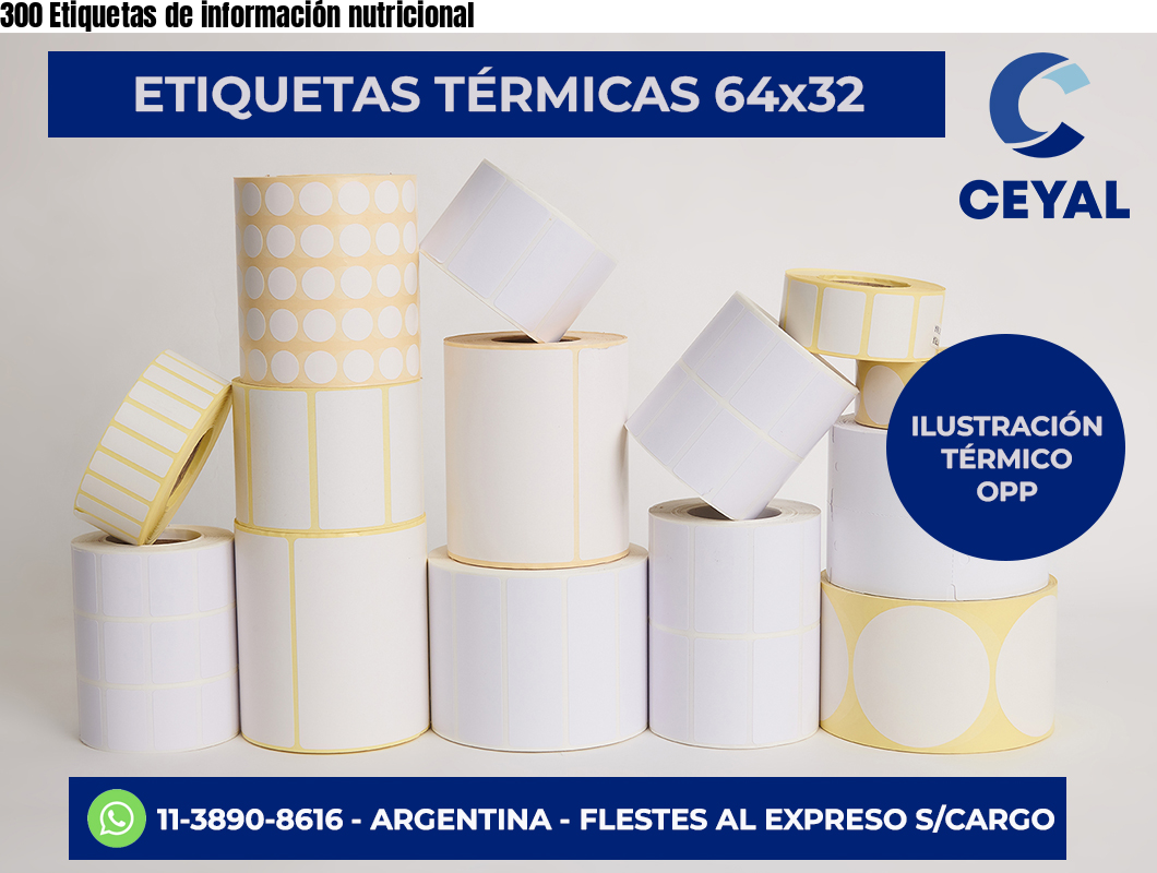 300 Etiquetas de información nutricional