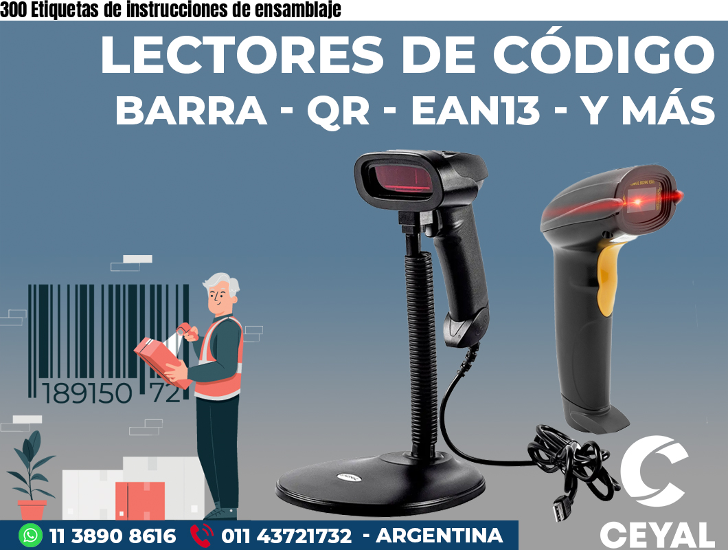 300 Etiquetas de instrucciones de ensamblaje