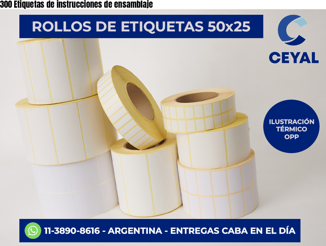 300 Etiquetas de instrucciones de ensamblaje