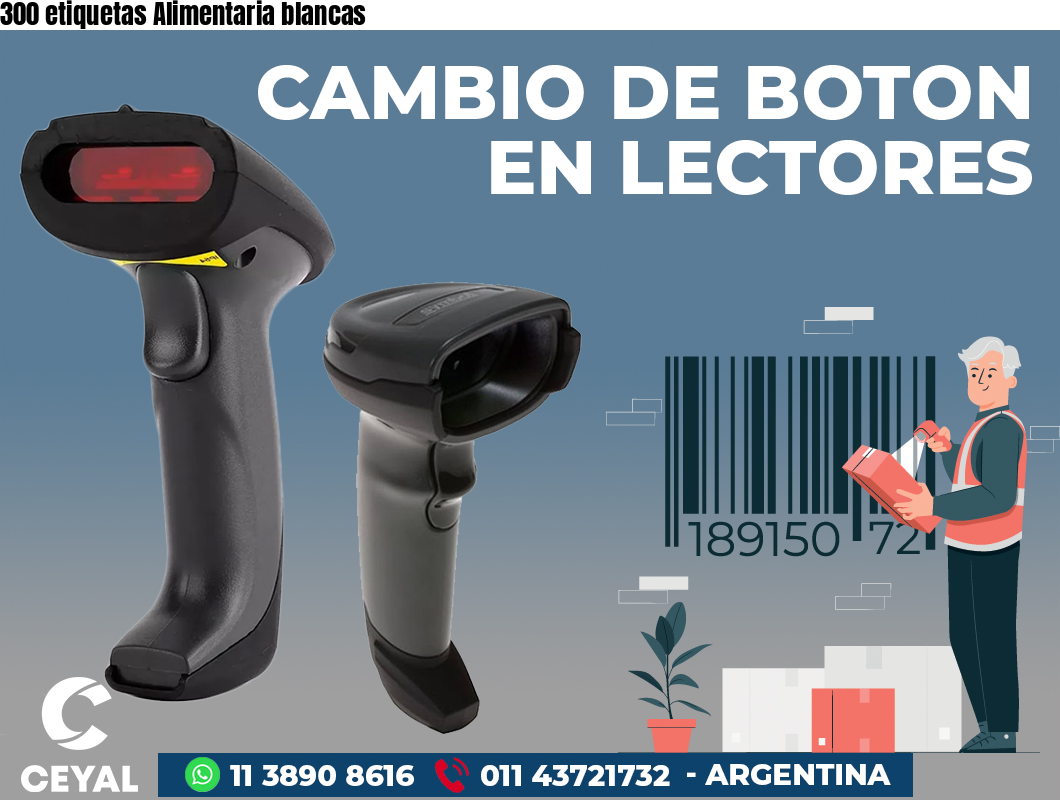 300 etiquetas Alimentaria blancas