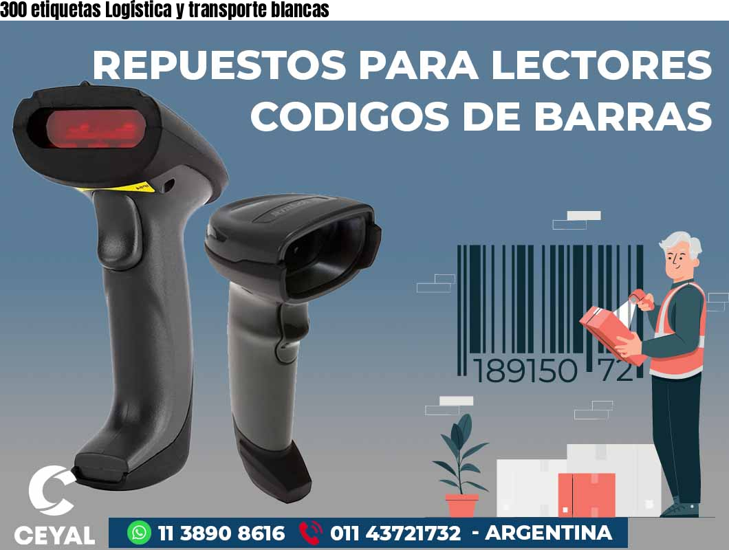 300 etiquetas Logística y transporte blancas