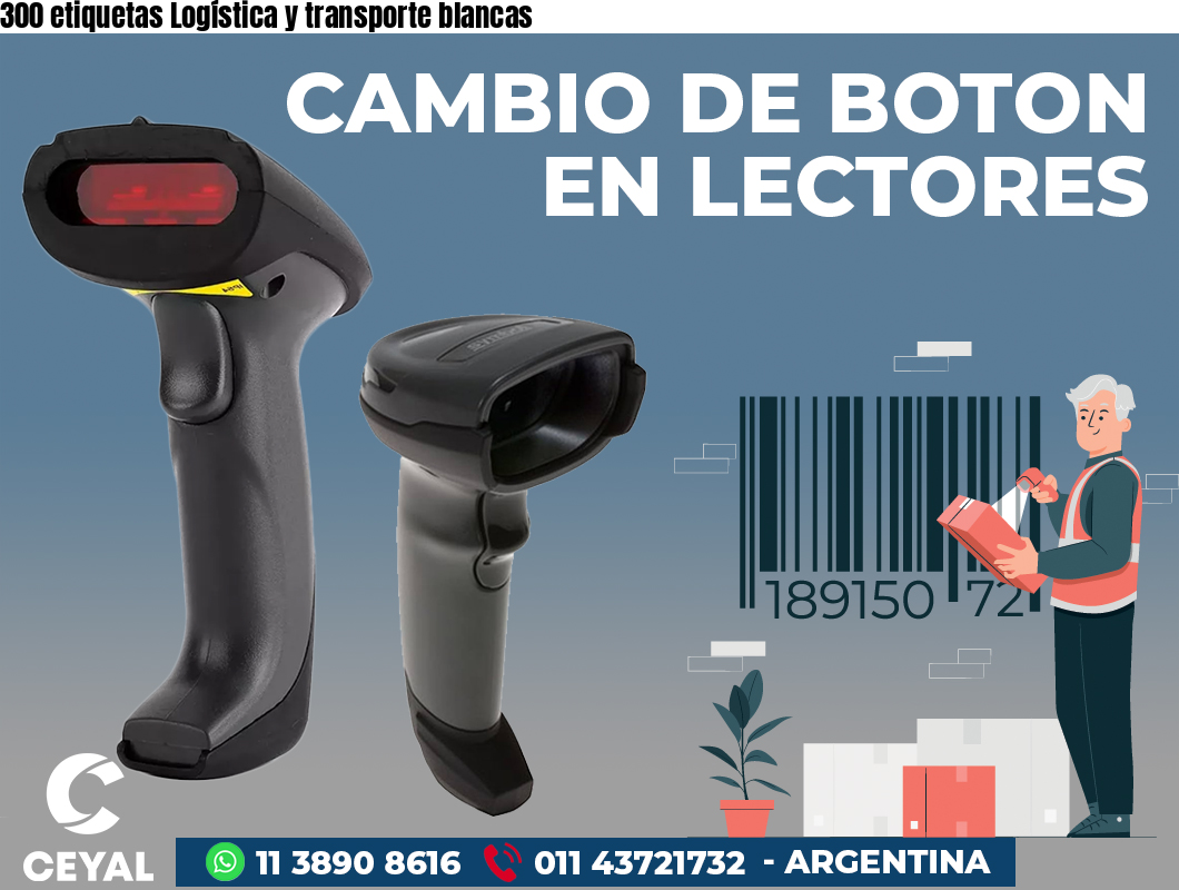 300 etiquetas Logística y transporte blancas