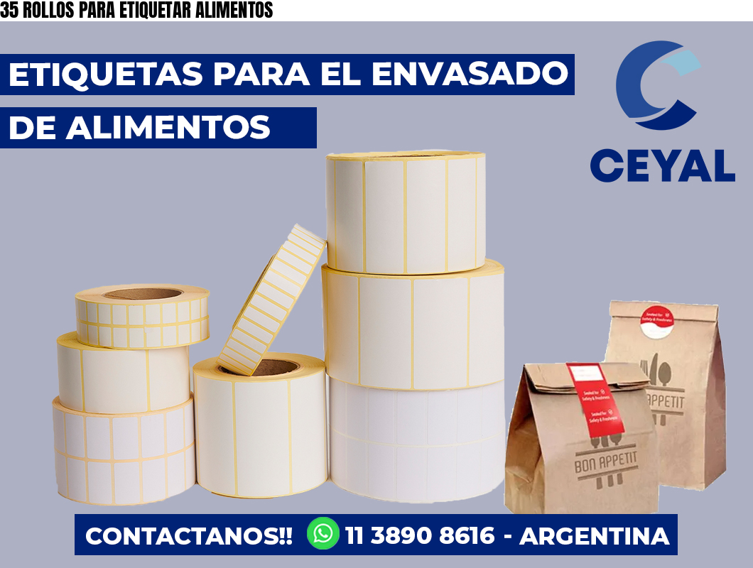 35 ROLLOS PARA ETIQUETAR ALIMENTOS