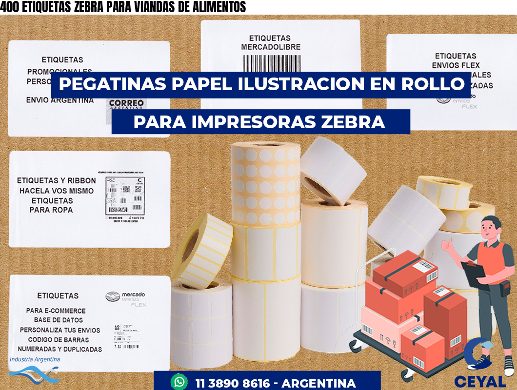 400 ETIQUETAS ZEBRA PARA VIANDAS DE ALIMENTOS