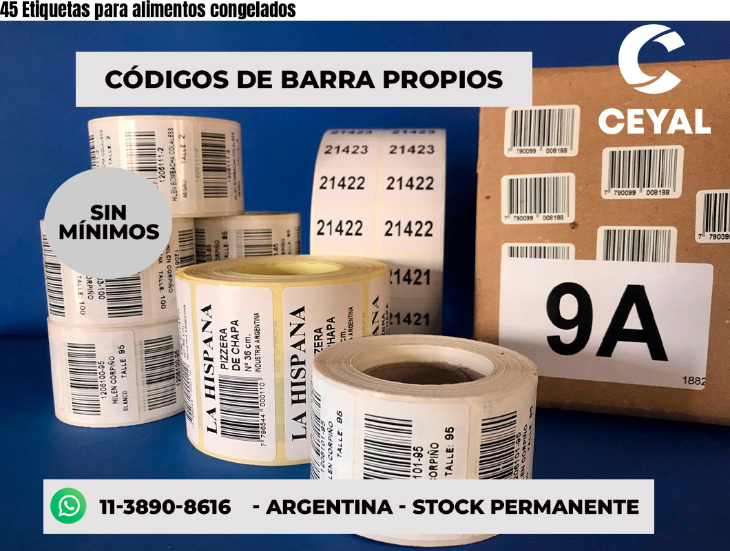 45 Etiquetas para alimentos congelados