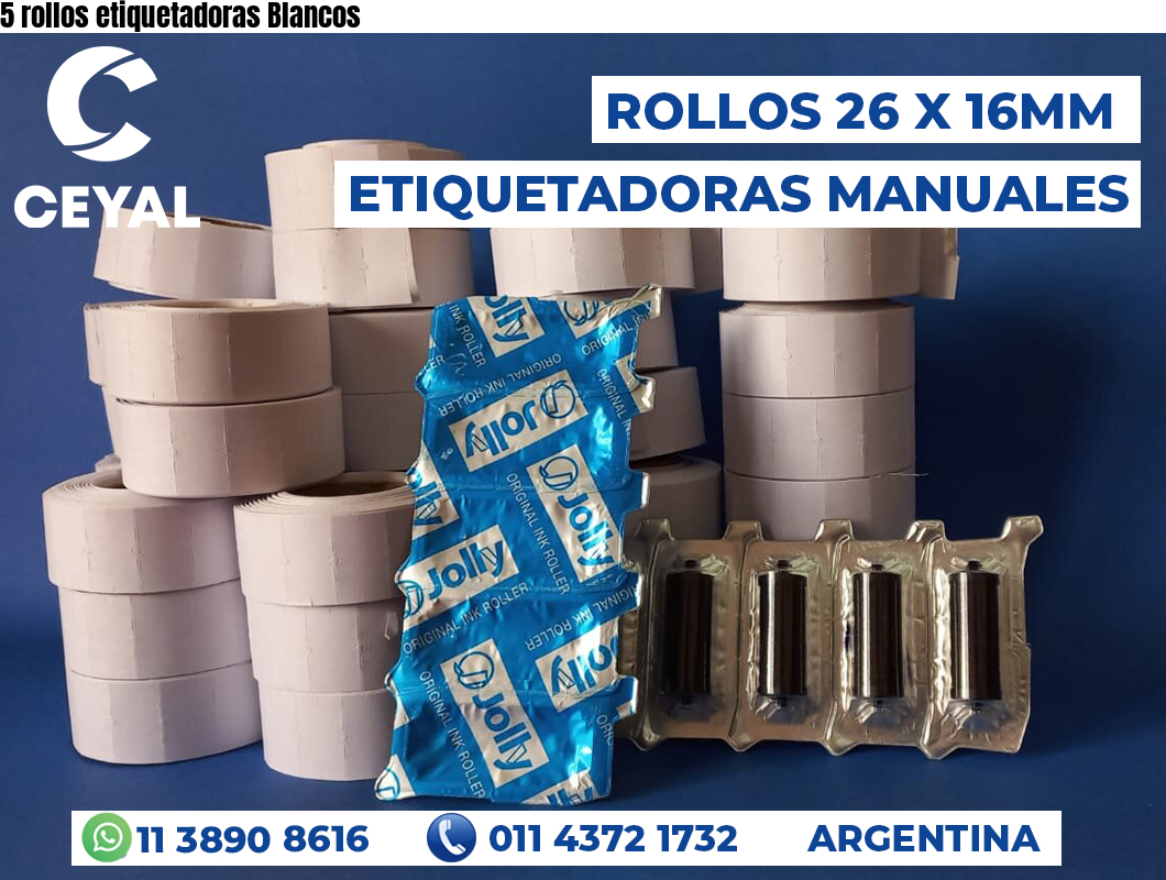 5 rollos etiquetadoras Blancos