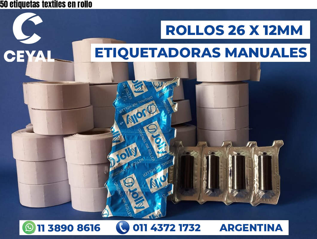 50 etiquetas textiles en rollo