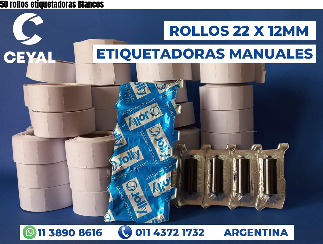 50 rollos etiquetadoras Blancos