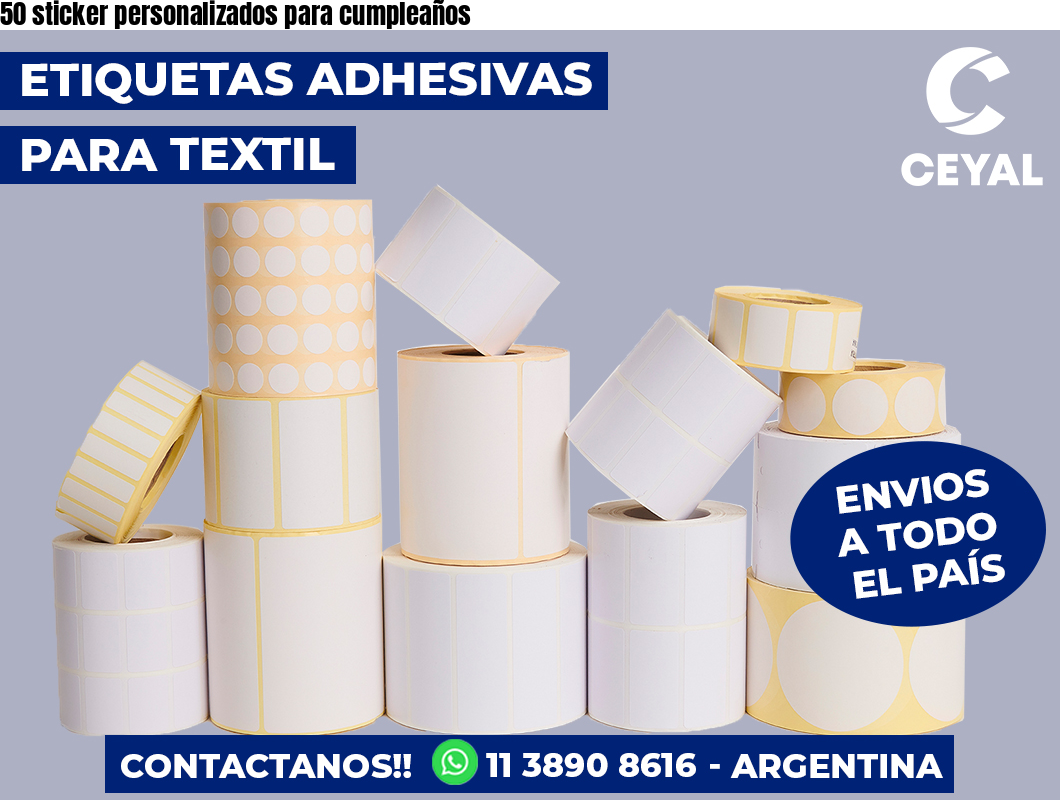 50 sticker personalizados para cumpleaños