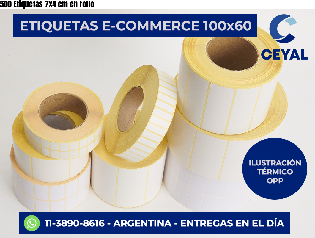 500 Etiquetas 7×4 cm en rollo