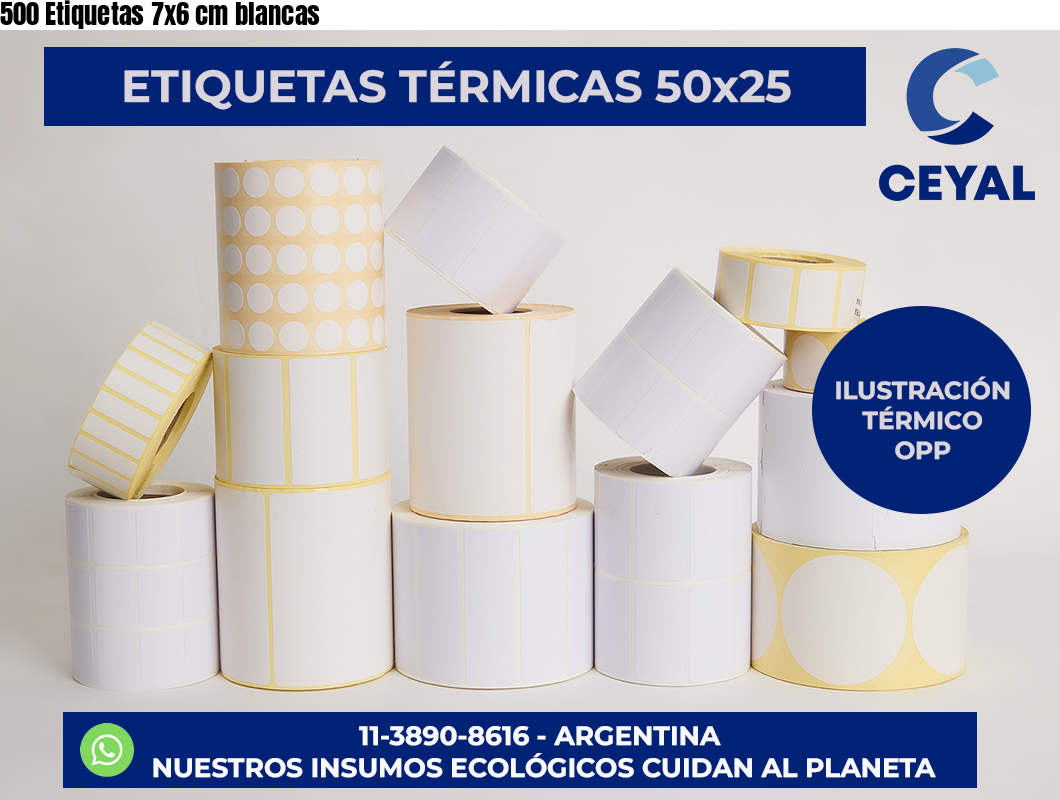 500 Etiquetas 7×6 cm blancas