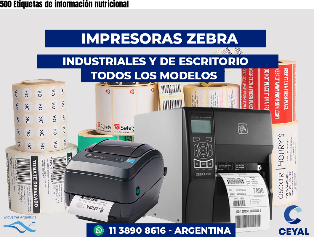 500 Etiquetas de información nutricional