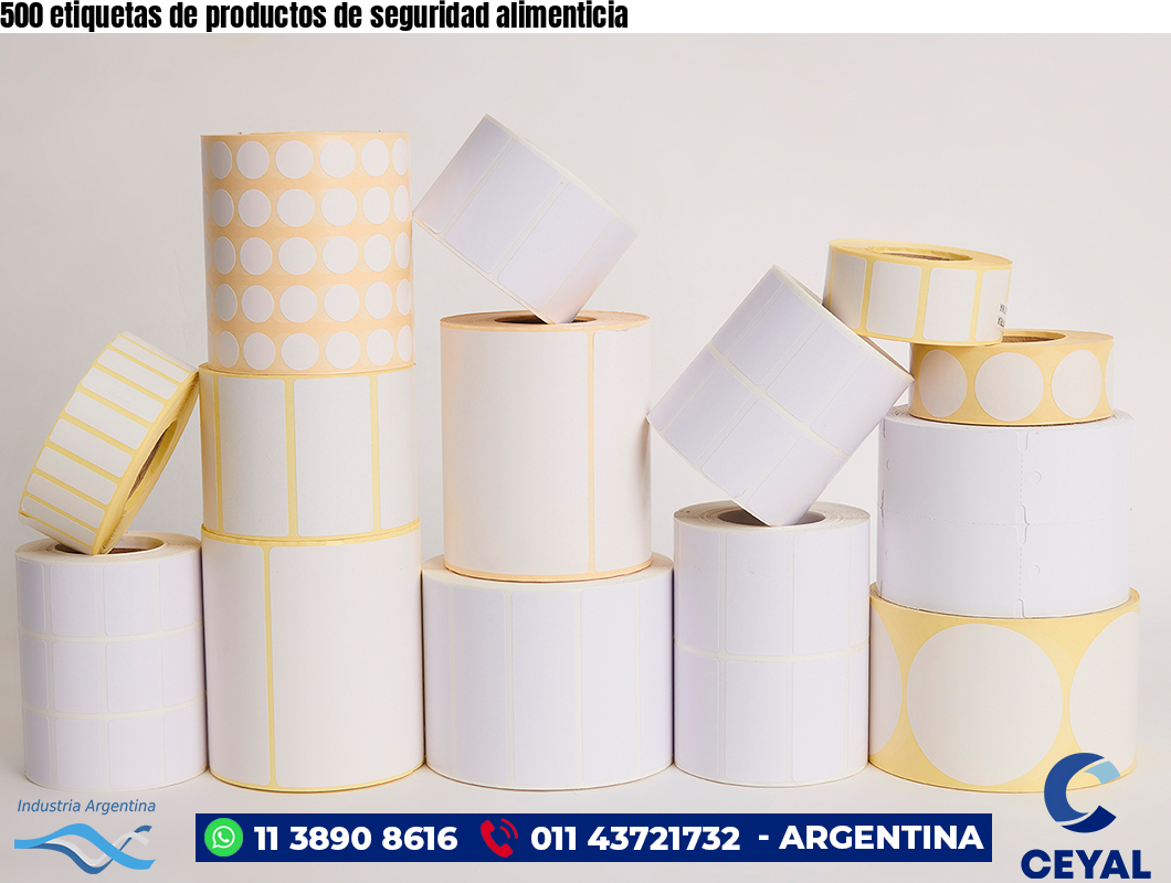500 etiquetas de productos de seguridad alimenticia