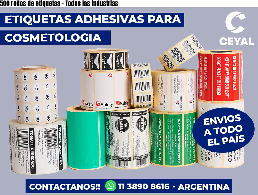 500 rollos de etiquetas - Todas las industrias
