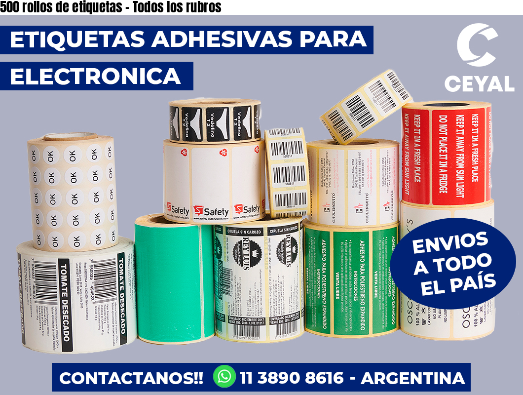 500 rollos de etiquetas – Todos los rubros