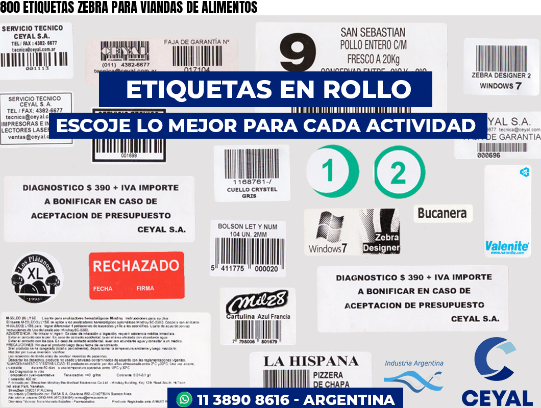 800 ETIQUETAS ZEBRA PARA VIANDAS DE ALIMENTOS