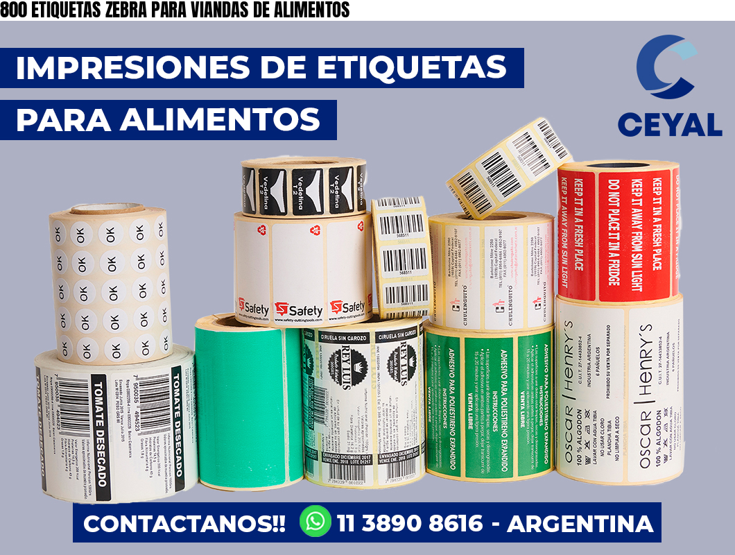 800 ETIQUETAS ZEBRA PARA VIANDAS DE ALIMENTOS