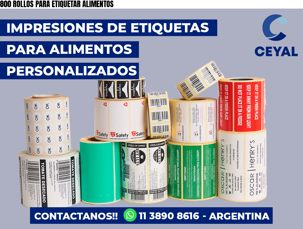 800 ROLLOS PARA ETIQUETAR ALIMENTOS