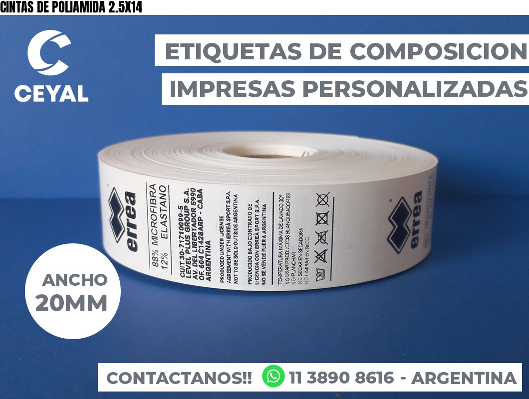 CINTAS DE POLIAMIDA 2.5X14