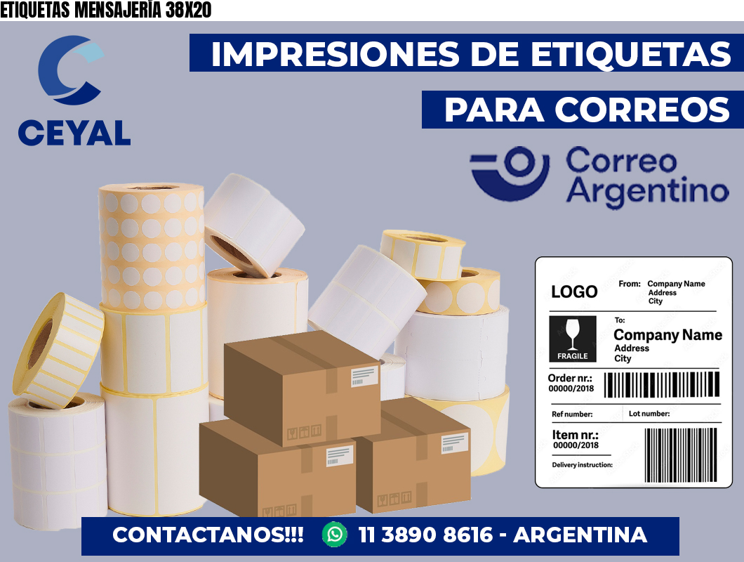 ETIQUETAS MENSAJERÍA 38X20