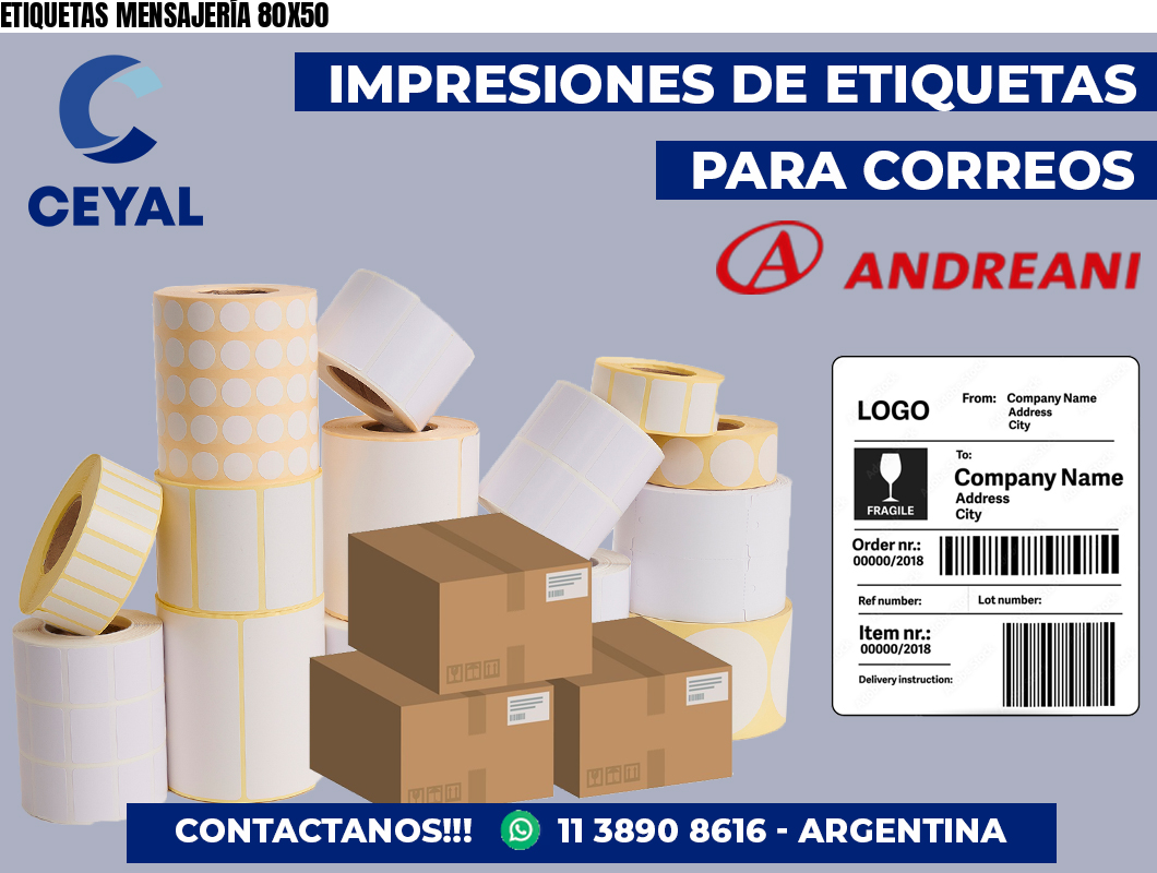 ETIQUETAS MENSAJERÍA 80X50