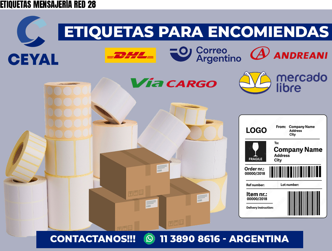 ETIQUETAS MENSAJERÍA RED 28