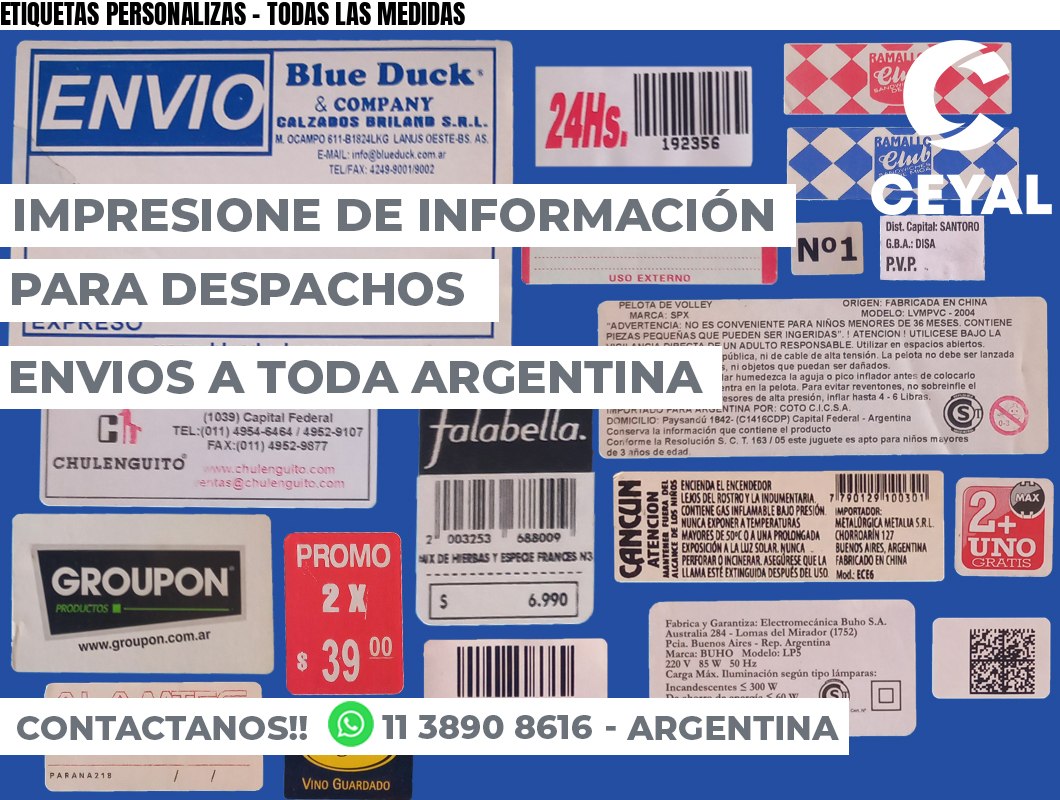 ETIQUETAS PERSONALIZAS – TODAS LAS MEDIDAS