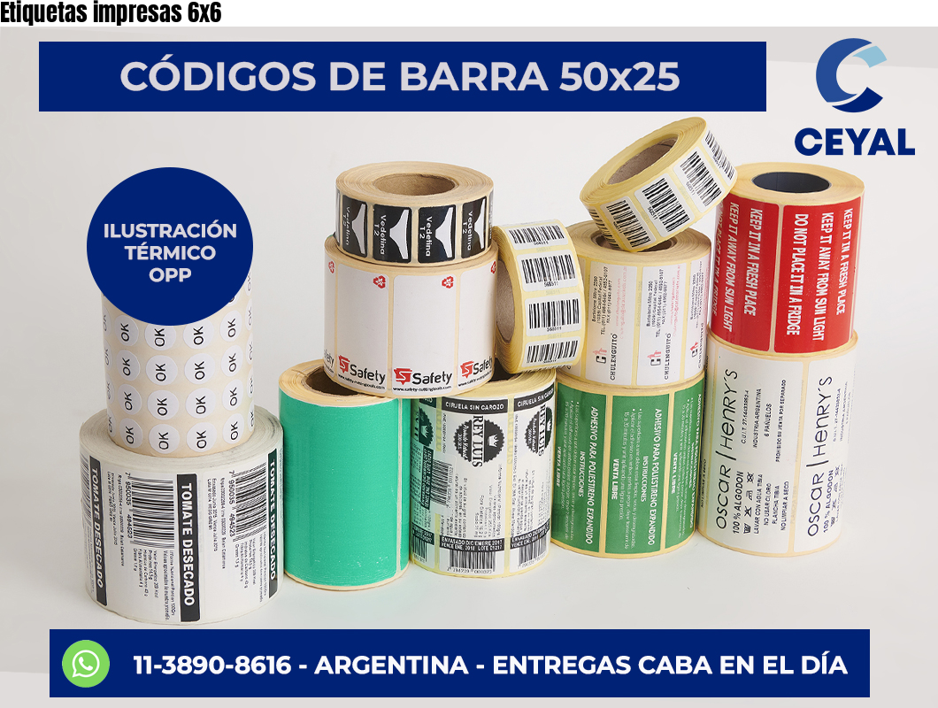 Etiquetas impresas 6×6