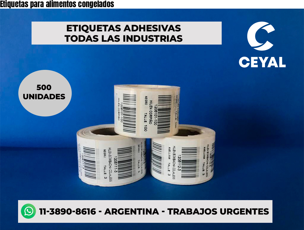 Etiquetas para alimentos congelados