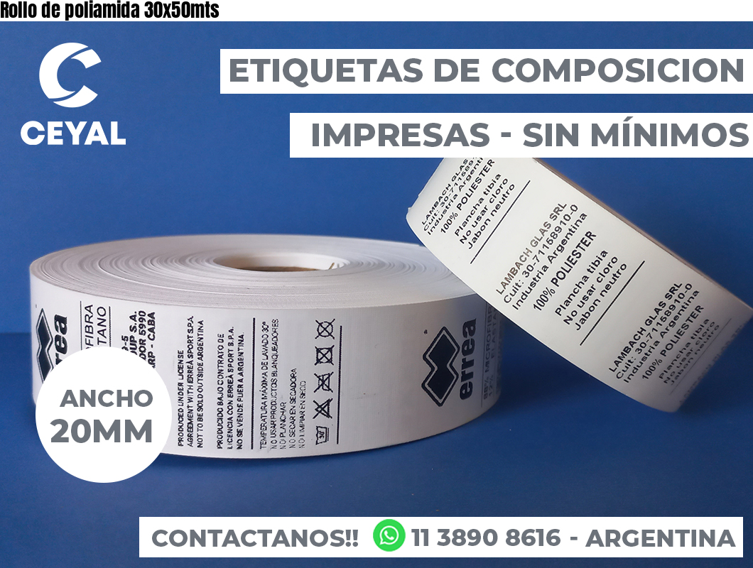 Rollo de poliamida 30x50mts