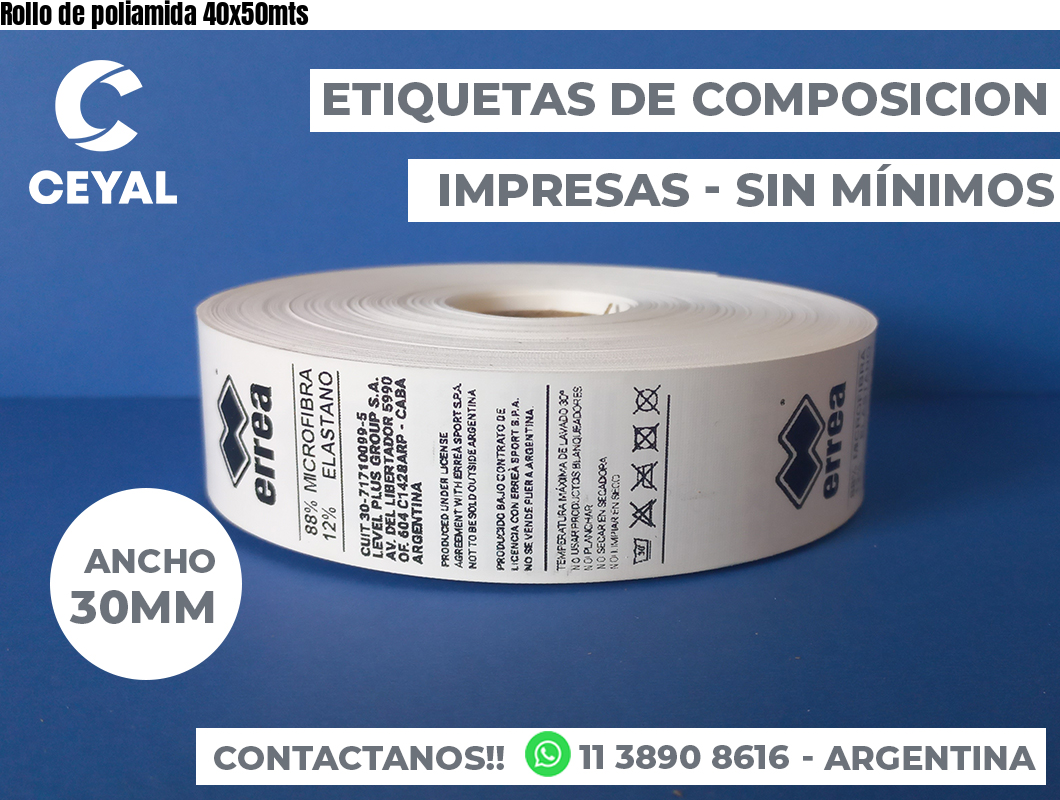 Rollo de poliamida 40x50mts