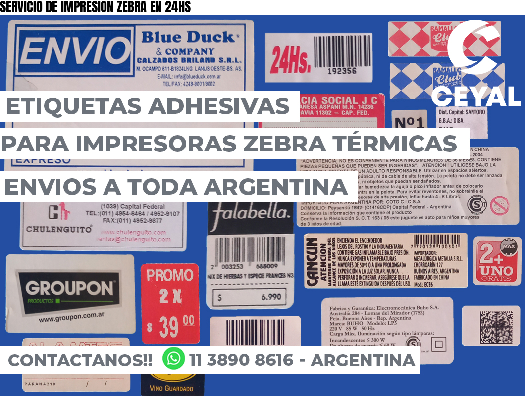 SERVICIO DE IMPRESION ZEBRA EN 24HS