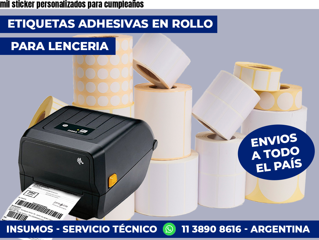 mil sticker personalizados para cumpleaños