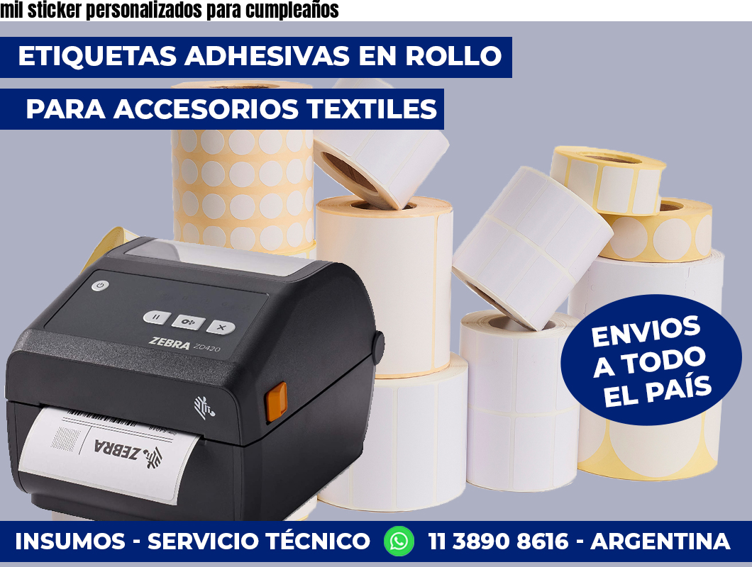 mil sticker personalizados para cumpleaños