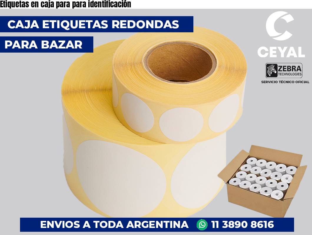 Etiquetas en caja para para identificación