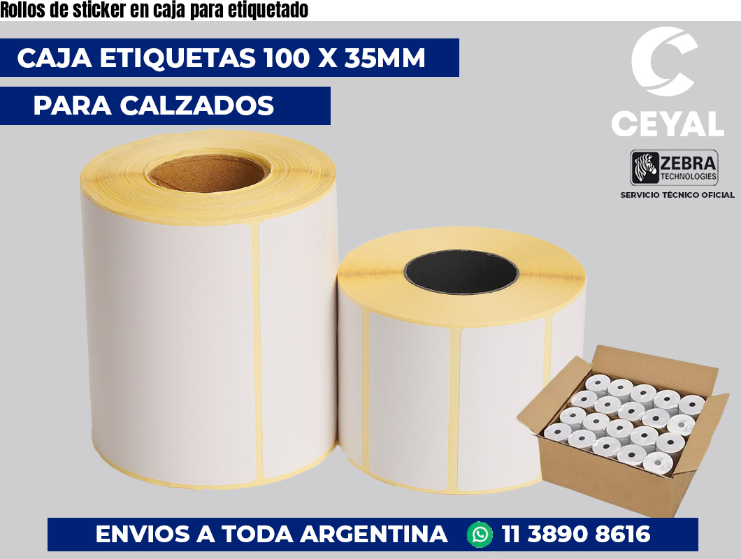 Rollos de sticker en caja para etiquetado