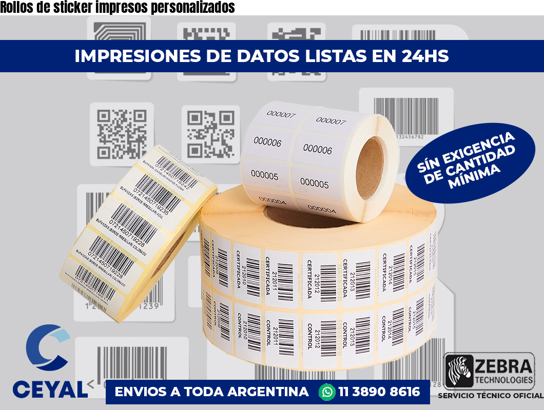 Rollos de sticker impresos personalizados