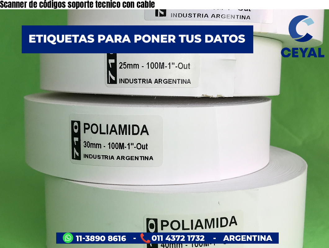 Scanner de códigos soporte tecnico con cable