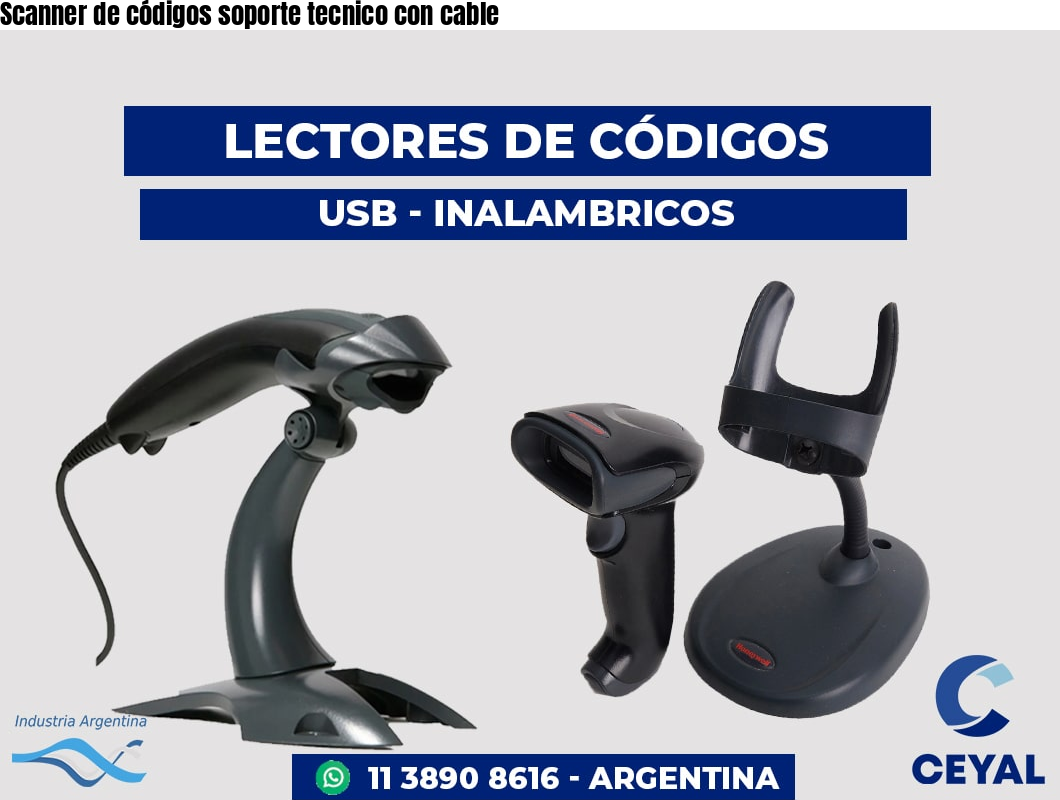 Scanner de códigos soporte tecnico con cable